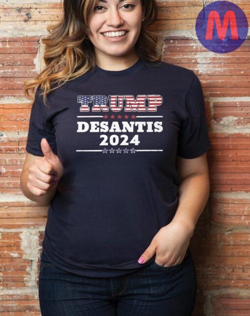 Trump DeSantis 2024 Patriotic Stars Stripes T-Shirt