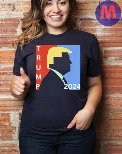 trump 2024 rally colorblock silhouette pro republican vote T-shirt