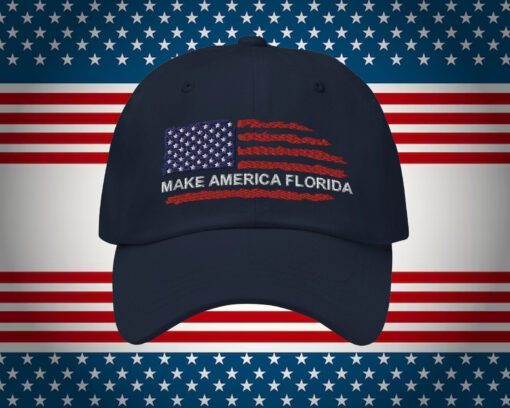 Make America Florida Embroidered Dad Hat, Ron Desantis 2024 navy