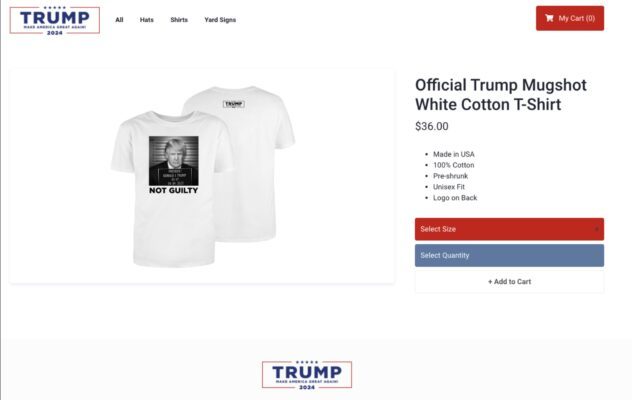 Official Trump Mugshot White Cotton T-shirts.