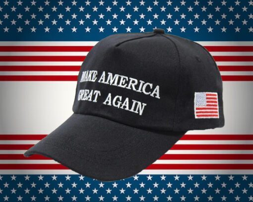 Red MAGA Hat With American Flag, Make America Great Again Hat