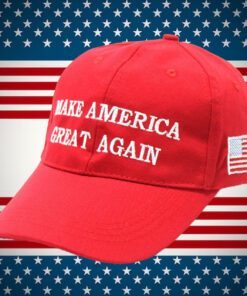 Red MAGA Hat With American Flag, Make America Great Again Hat red