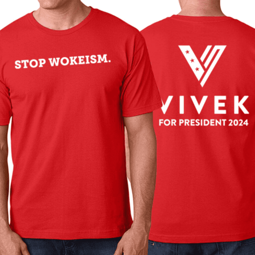 Stop Wokeism Red Cotton T-Shirt