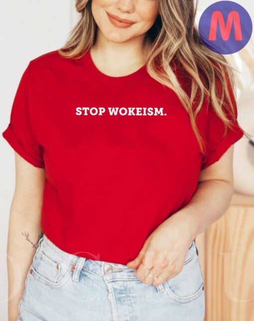 Stop Wokeism Red Cotton T-Shirt