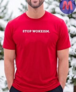 Stop Wokeism Red Cotton T-Shirts