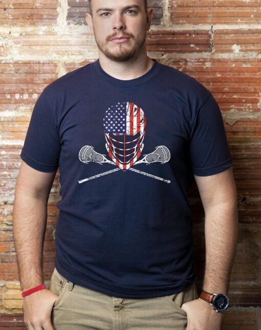 USA Lacrosse Helmet and Sticks Men's T-shirts