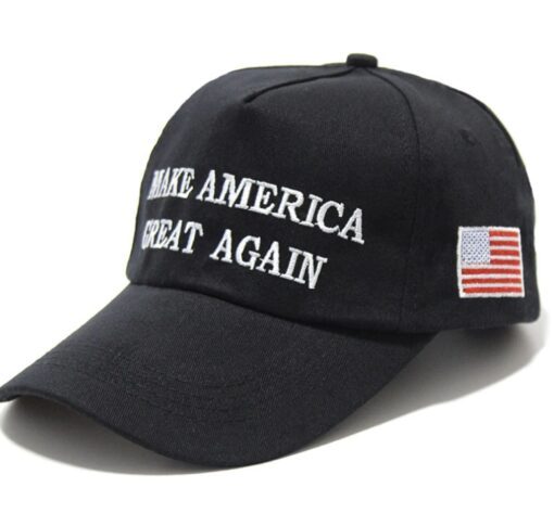 Red MAGA Hat With American Flag black