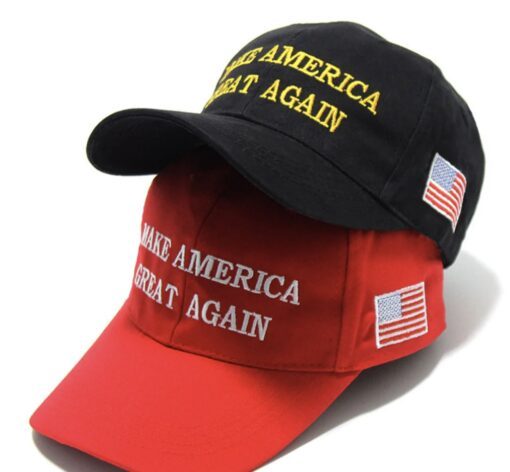 Red MAGA Hat With American Flags