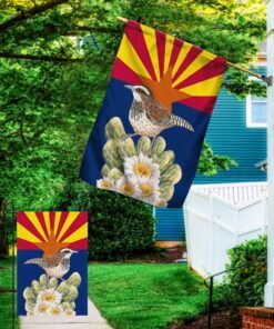 arizona flag cactus wren and saguaro cactus blossom bnn475f 4429