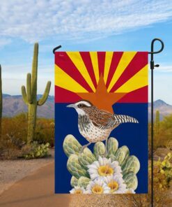 arizona flag cactus wren and saguaro cactus blossom bnn475f 5962