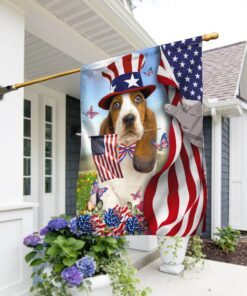 basset hound american flag mln87f 1487