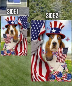 basset hound american flag mln87f 4750