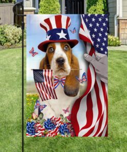 basset hound american flag mln87f 6610