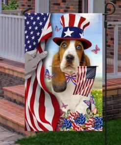 basset hound american flag mln87f 6730