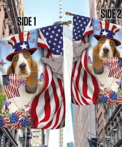 basset hound american flag mln87f 8479