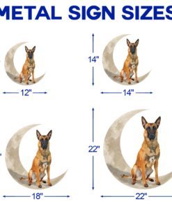 belgian malinois dog and moon hanging metal sign qnk879msv32 2143