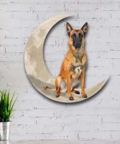 belgian malinois dog and moon hanging metal sign qnk879msv32 2545