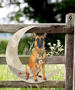 belgian malinois dog and moon hanging metal sign qnk879msv32 8302