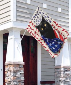 black cat celebrate fourth of july independence day flag 2289