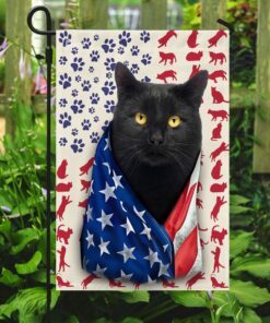 black cat celebrate fourth of july independence day flag 3627