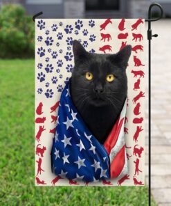 black cat celebrate fourth of july independence day flag 4729