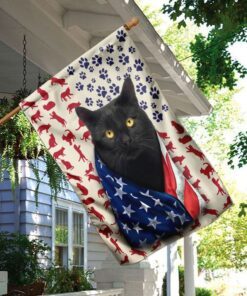 black cat celebrate fourth of july independence day flag 5551