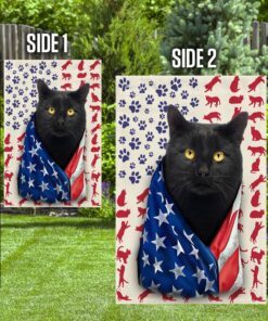 black cat celebrate fourth of july independence day flag 6165