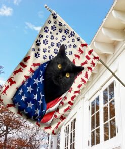 black cat celebrate fourth of july independence day flag 7788