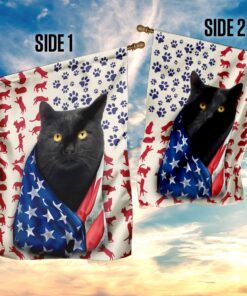 black cat celebrate fourth of july independence day flag 8378