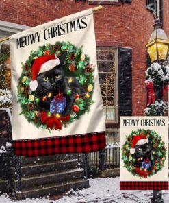 black cat christmas flag meowy christmas tqn776f 1289