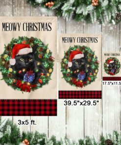 black cat christmas flag meowy christmas tqn776f 2740