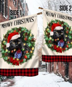 black cat christmas flag meowy christmas tqn776f 7441