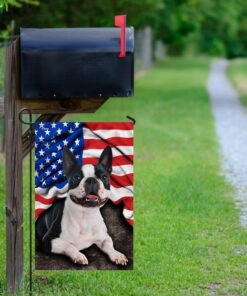 boston terrier. american patriot flag 3458