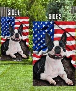 boston terrier. american patriot flag 3513