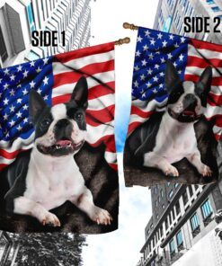 boston terrier. american patriot flag 8151