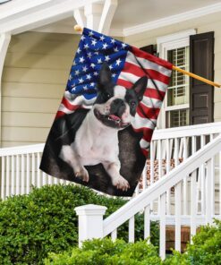 boston terrier. american patriot flag 8356