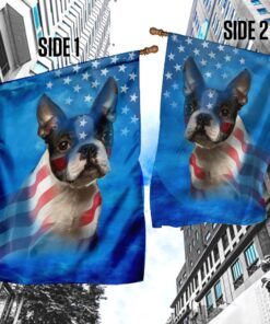 boston terrier dog stars &amp stripes flag 6809