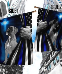 boxer police dog thin blue line christian cross flag 2084