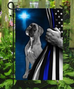 boxer police dog thin blue line christian cross flag 4886