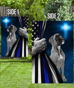 boxer police dog thin blue line christian cross flag 7109