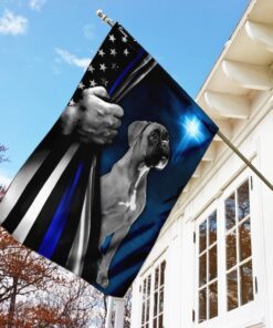 boxer police dog thin blue line christian cross flag 8445