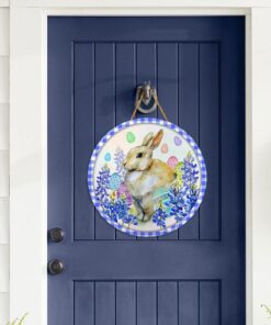 bunny bluebonnet round wooden sign dbd3430wd 3732