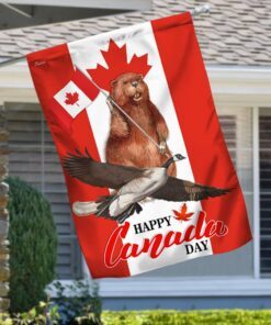 canada flag beaver and goose. happy canada day bnn155fv3 3140