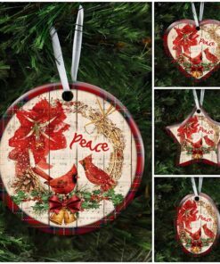 cardinal peace christmas ceramic ornament 7166