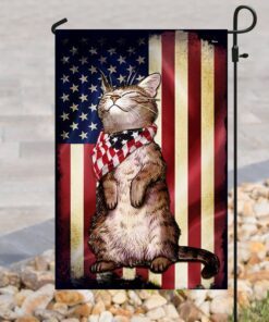 cat american flag 8158