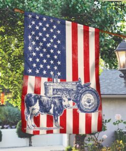 cattle flag tractor cow american flag trv1975f 4983