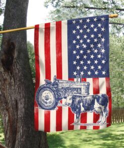 cattle flag tractor cow american flag trv1975f 5859