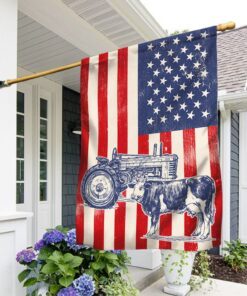 cattle flag tractor cow american flag trv1975f 7206