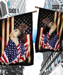 chocolate and yellow labrador retrievers american patriot flag 5250