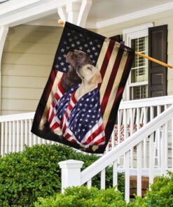 chocolate and yellow labrador retrievers american patriot flag 6244